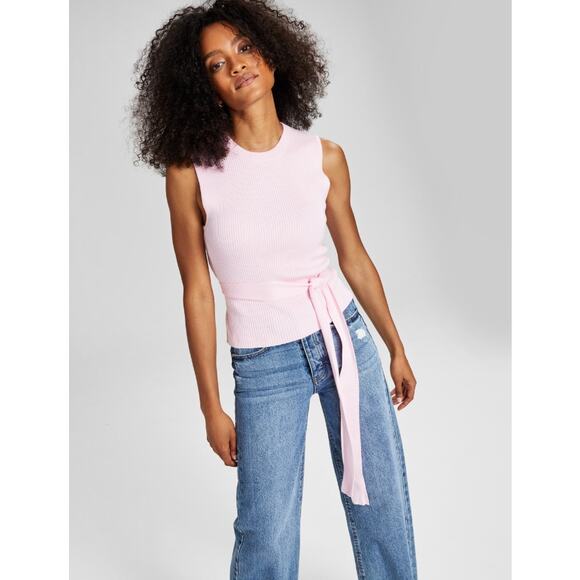 And Now This Tops - And Now This Women's Belted Ribbed Top | Size Small
